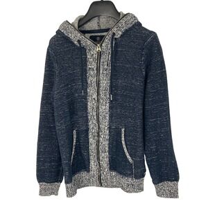 Buffalo David Bitton Men's Marled Knit Full-Zip Hoodie - Navy/Gray M